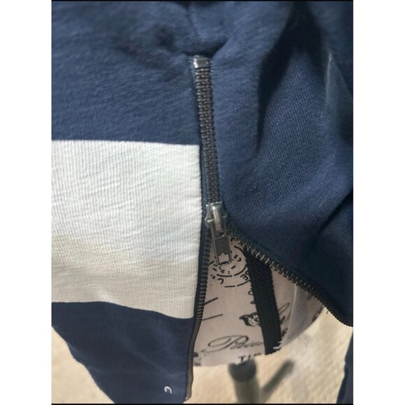 J.Crew Navy & White Nautical Striped Sweater Preppy W Side Zippers Long Sleeve L - Picture 7 of 15